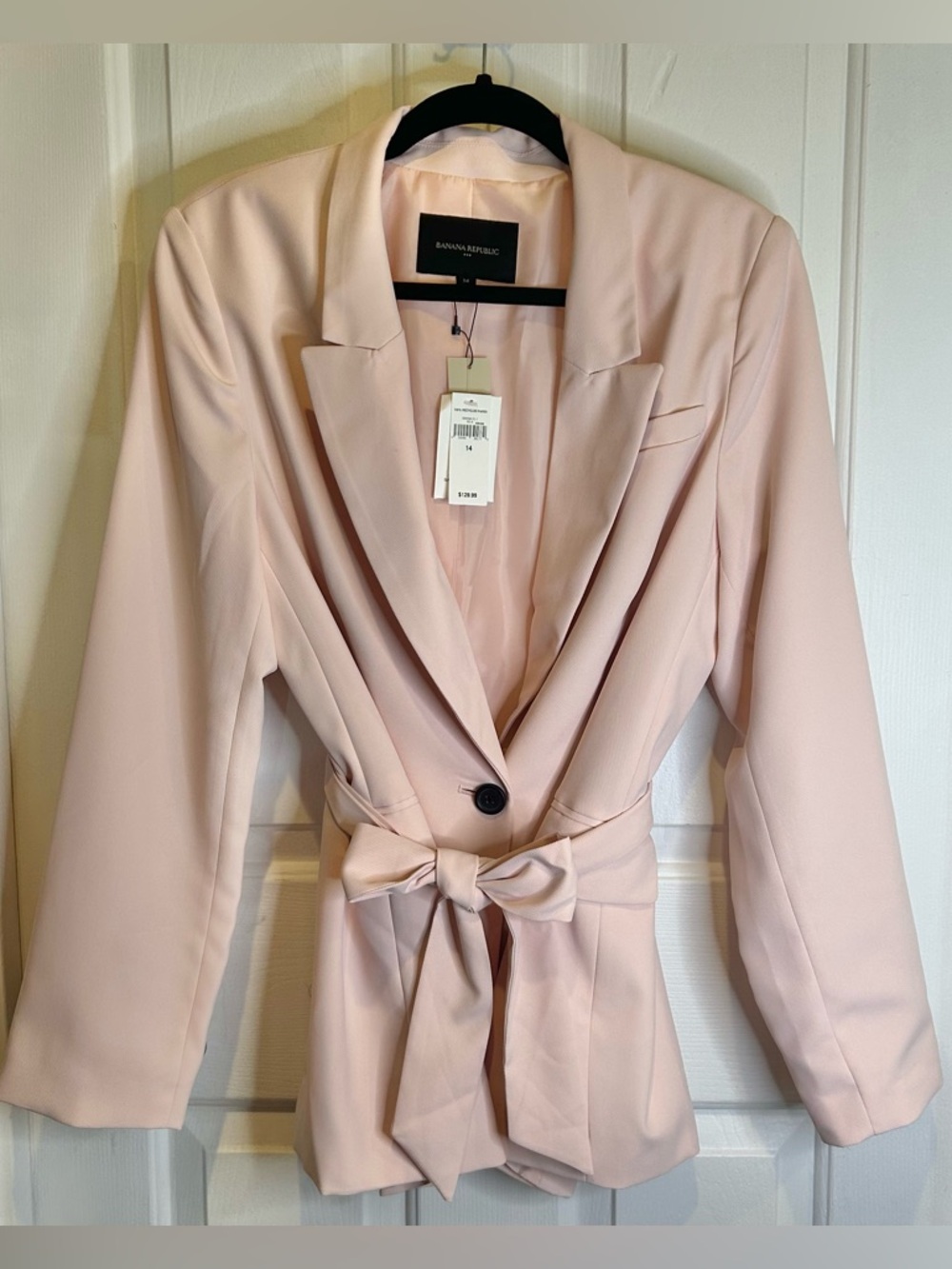 Banana Republic Pale Pink Tie-Waist Blazer